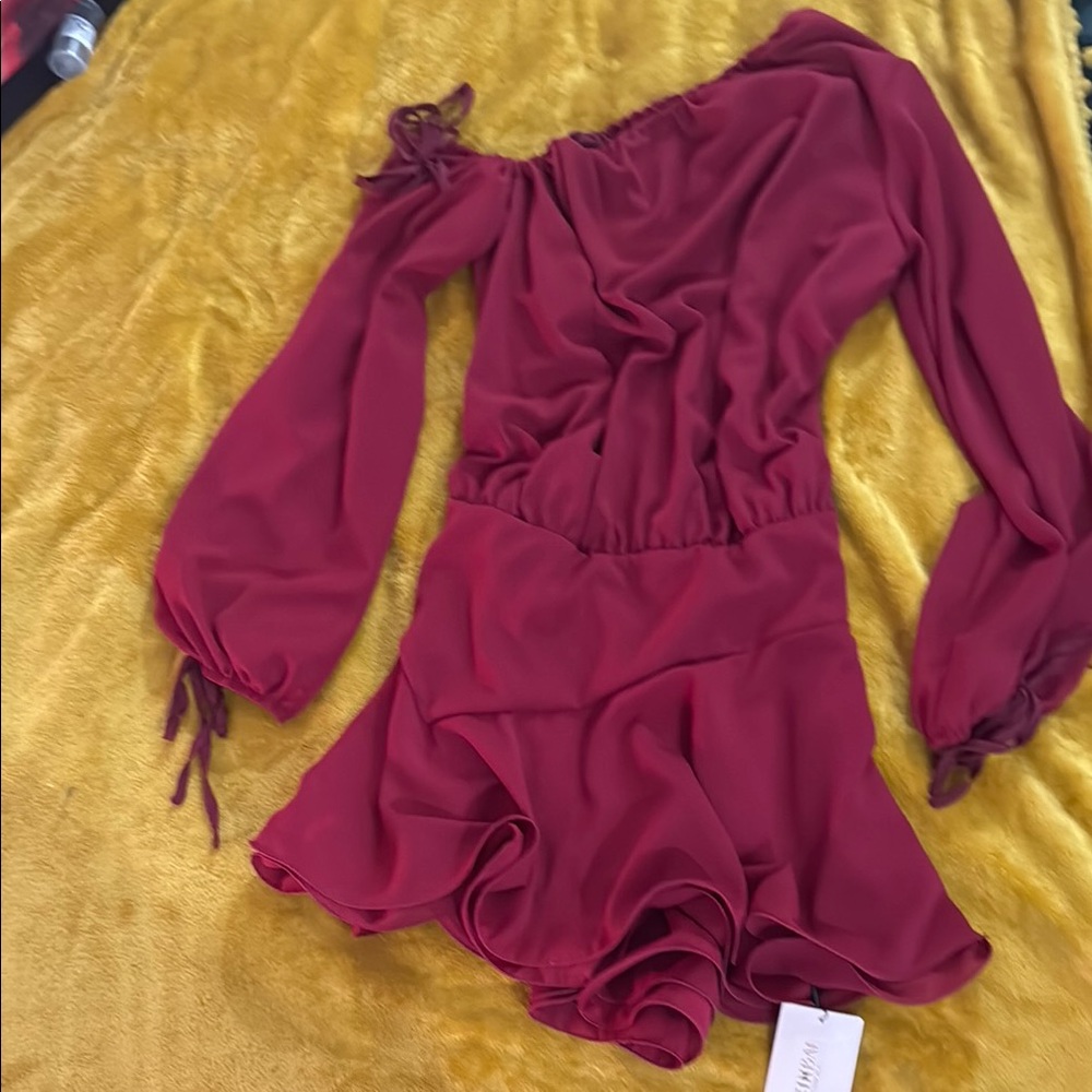 SHEIN Burgundy Off-Shoulder Dress